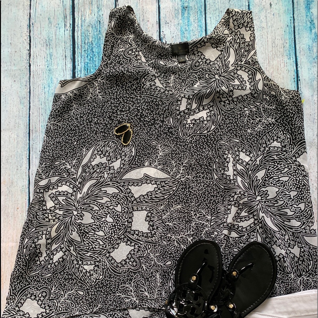 Black And White Flowy Tank By Worthington
